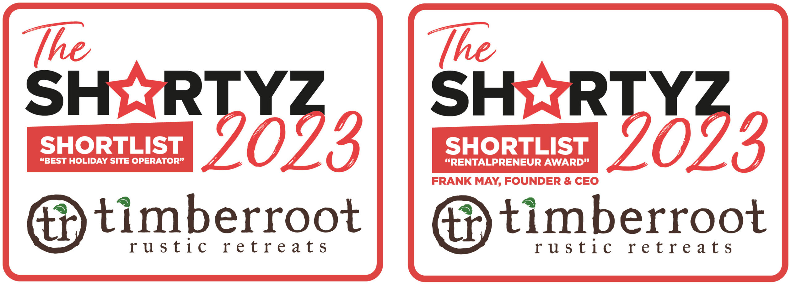 2023 Shortyz Short Term Vacation Rental Awards Shortlist - Timberroot Rustic Retreats - Rentalpreneur Award - Frank May, Founder & CEO Timberroot - Best Holiday Site Operator 