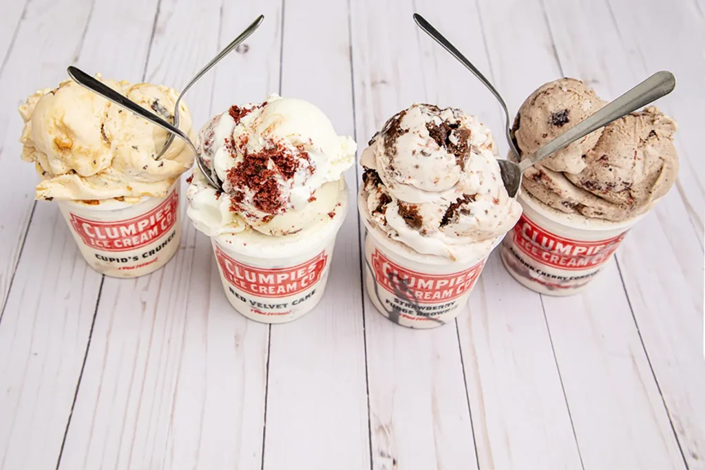 different flavors of ice cream served in a cup at Clumpies in Chattanooga, TN