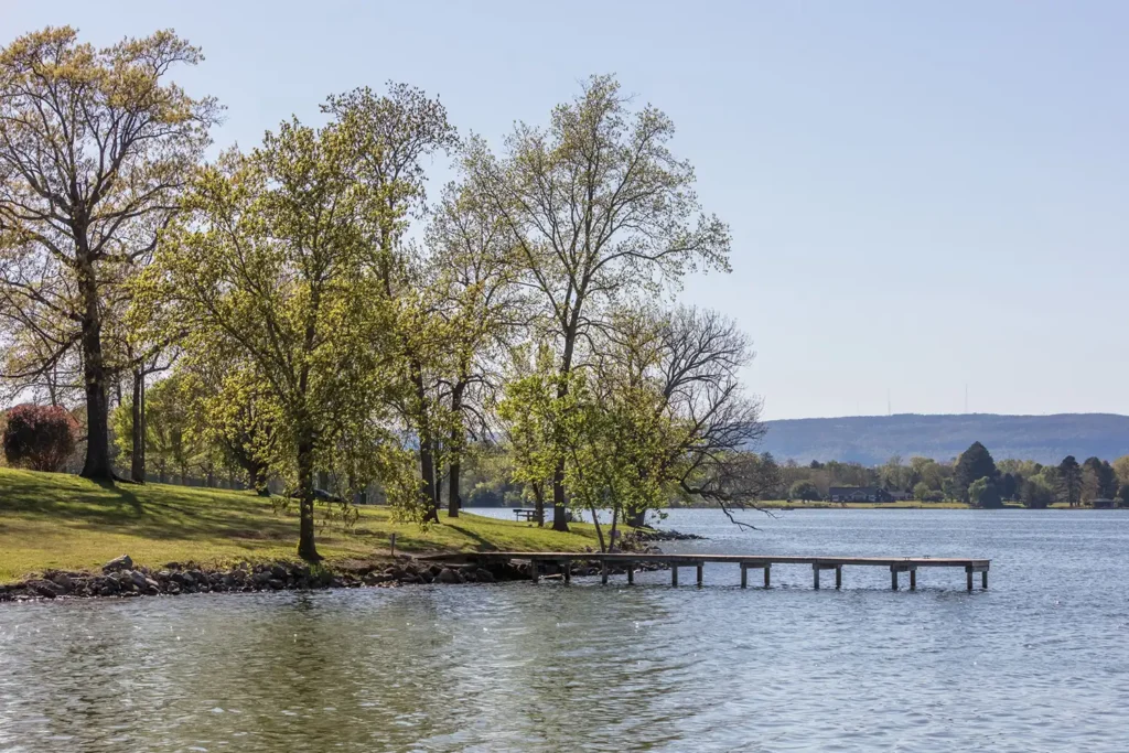 Dock extending out onto Chickamauga Lake at Chester Frost Park