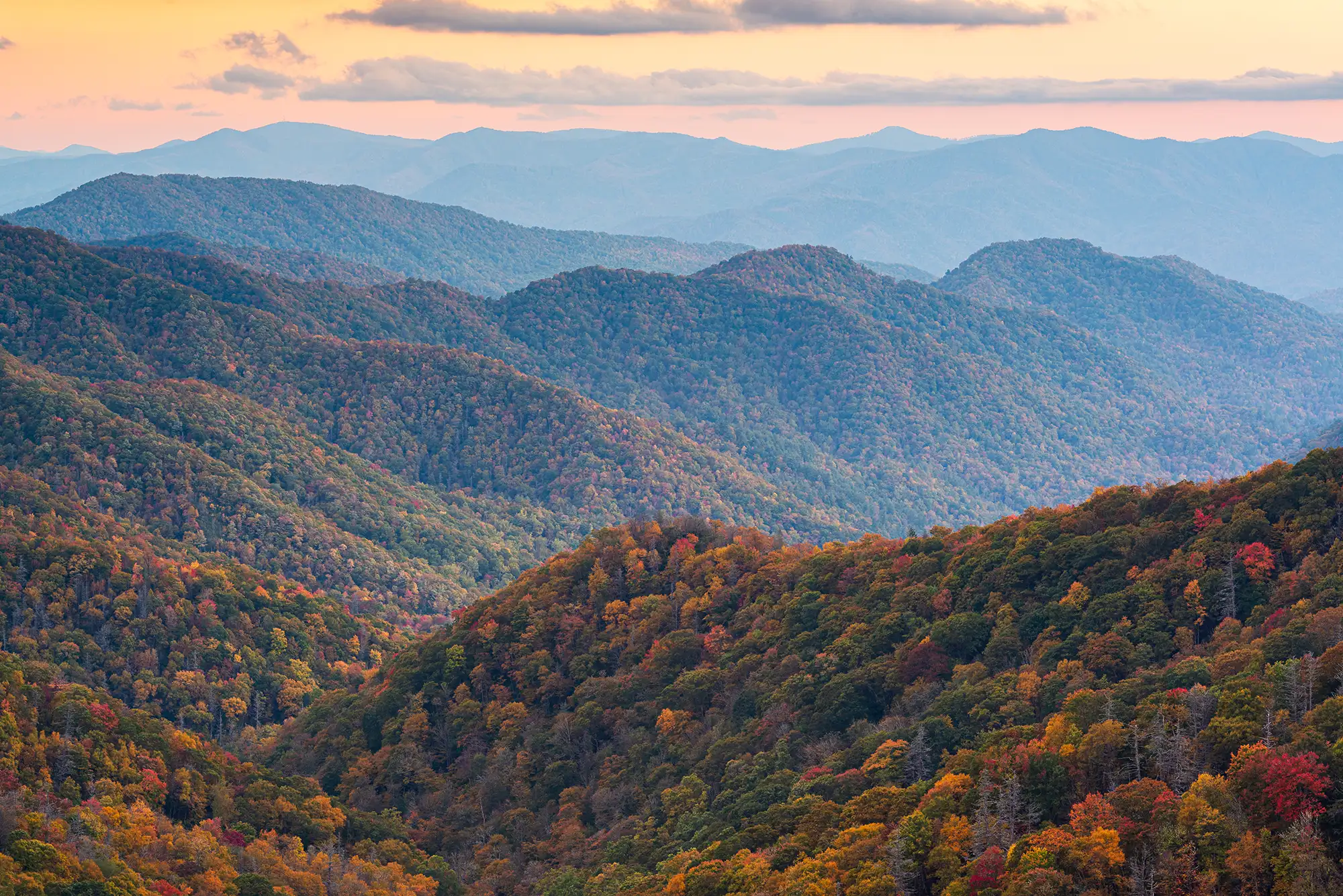 Smoky Mountain National Park at dusk