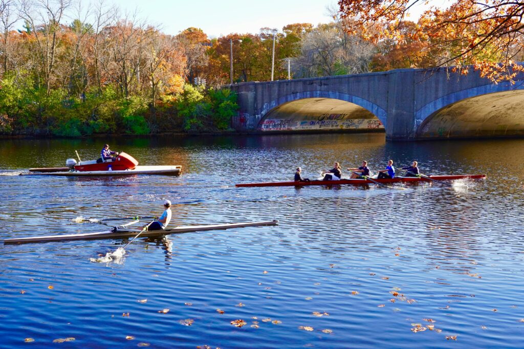 A group of rowers on a river in Tennessee