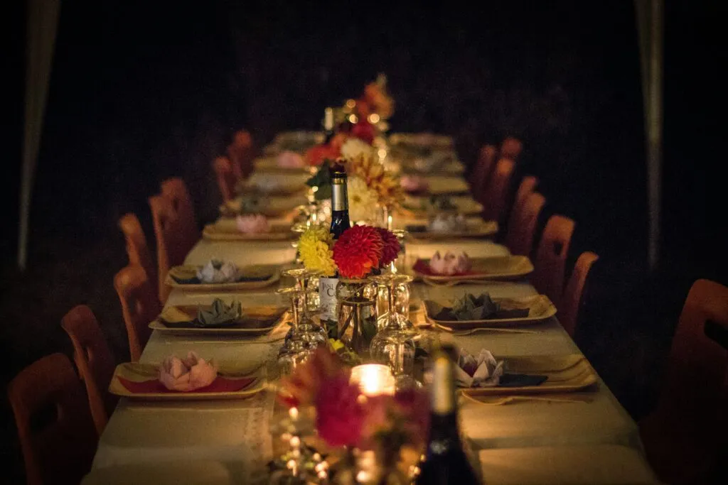 Dimly lit Thanksgiving table