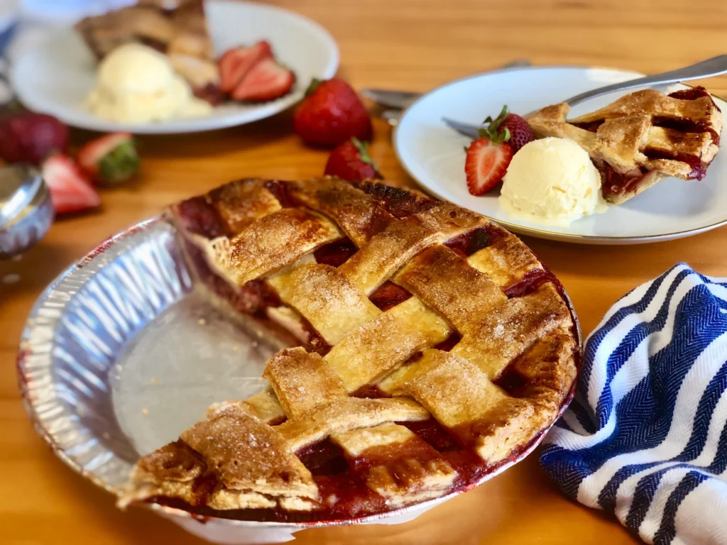 apple pie with a piece cut out