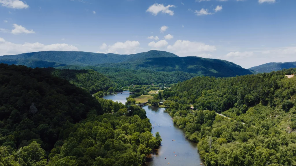 Aerial view of the Ocoee River in Tennessee