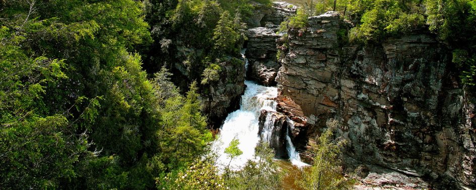 Sky view of Linville Falls in North Carolina
