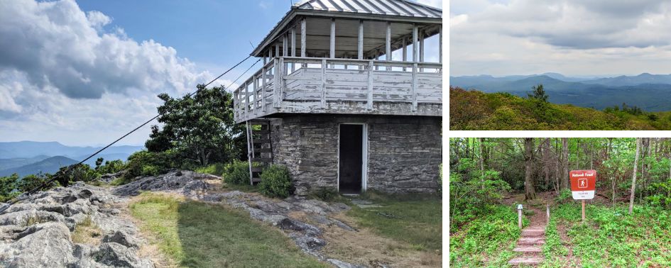 Stone fire tower building at Yellow Mountain summit.