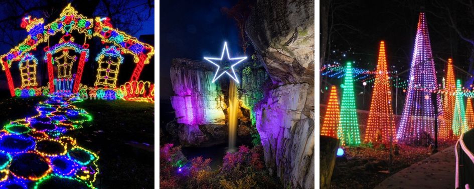 Rock City Enchanted Garden of Lights in winter on Lookout Mountain near Chattanooga.