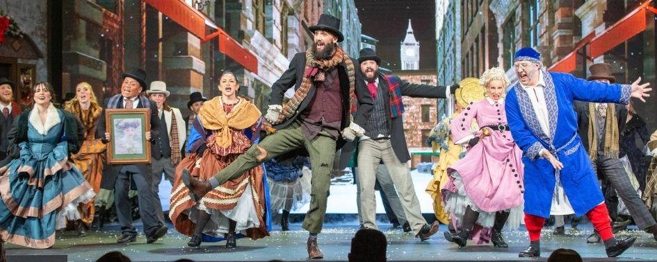 Live holiday theater performance of Scrooge the Musical in Chattanooga Tennessee.