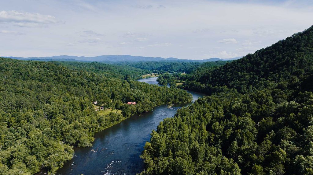 aerial view of Ocoee river