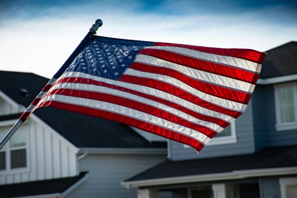 american flag waving in the wind