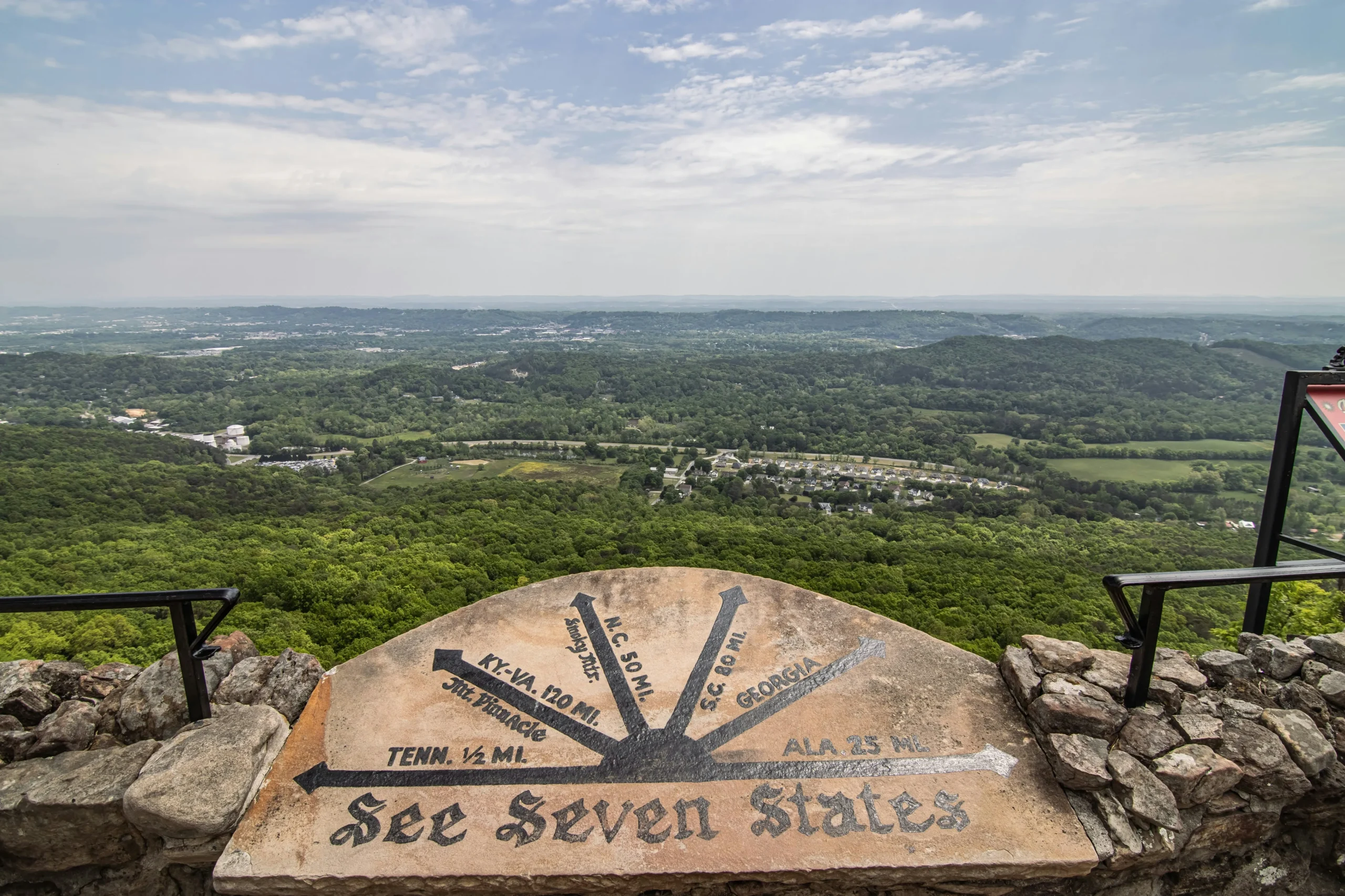 Scenic overlook at Rock City with sweeping views of Chattanooga valley