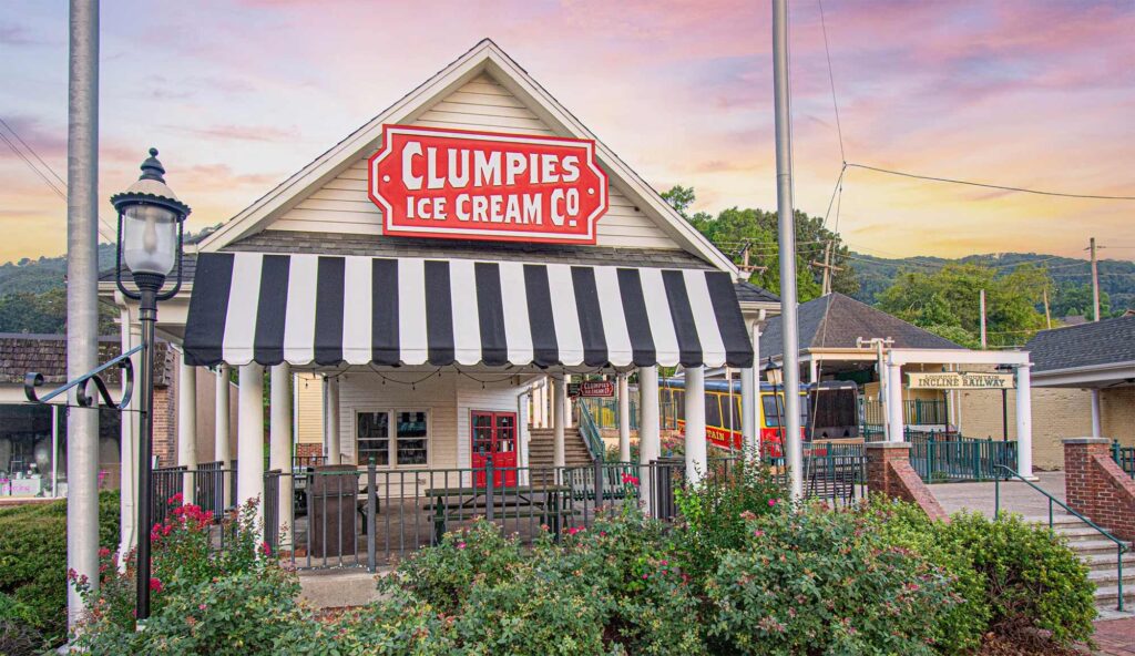 Clumpies Ice Cream Co storefront in Chattanooga, Tennessee
