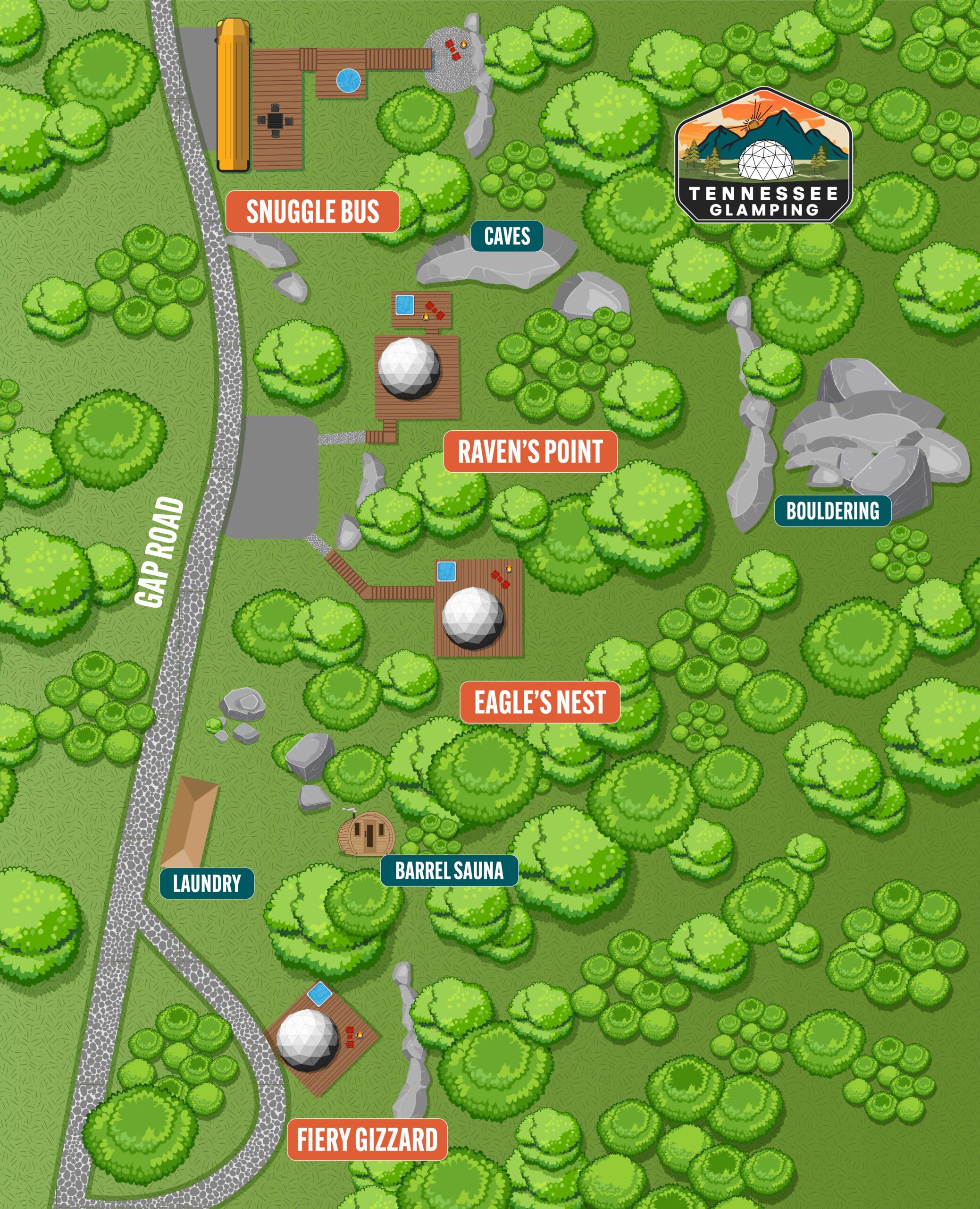TN Glamping map
